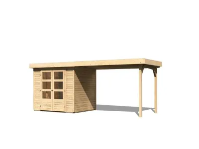 Gartenhaus SET Askola 3 19 mm naturbelassen, inkl. 2,8 m Anbaudach Produktbild #2