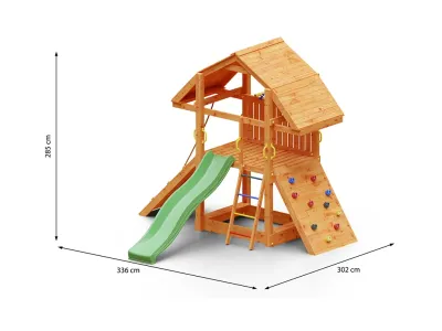 Spielturm Buffalo teakfarben inkl. Rutsche grün Produktbild #7