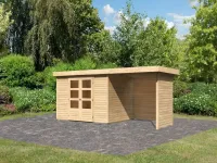 Gartenhaus SET Askola 5 19 mm naturbelassen, inkl. 2,4 m Anbaudach + Seiten- und Rückwand Produktbild #1