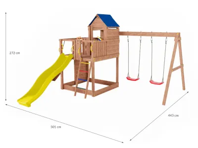 Spielturm Treehouse teakfarben inkl. Doppelschaukel + Rutsche Produktbild #10