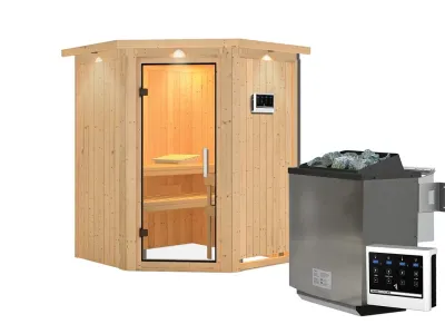 Sauna Systemsauna Larin mit Dachkranz, inkl. 9 kW Bio-Ofen mit externer Steuerung Produktbild #7