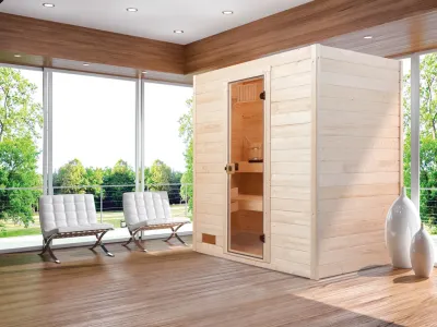 Sauna Massivholzsauna Valida 3 GT klare Ganzglastür Produktbild #1