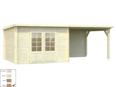 Gartenhaus Blockbohlenhaus Ella 8,7+8,2 m² 28 mm braun tauchimprägniert Produktbild #3