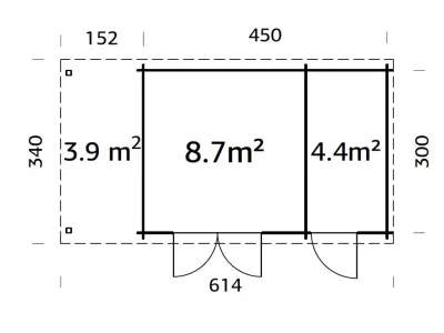 Gartenhaus Blockbohlenhaus Ella 13,1+3,9 m² 28 mm naturbelassen Produktbild #3
