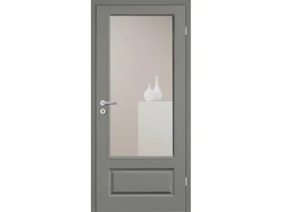 Zimmertür Elegance 04 Q Lavagrau RAL 7037 mit Lichtausschnitt Produktbild #1