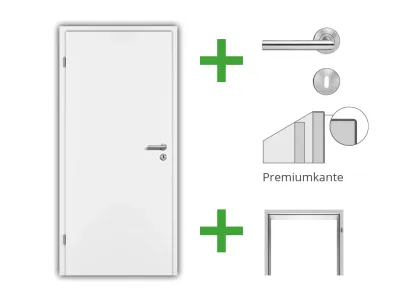 Türenset CPL Weißlack RAL 9016 - Türblatt, Zarge, Drückergarnitur Produktbild #3