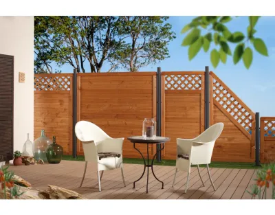 Sichtschutzzaun ARZAGO Rechteck mit Gitter braun Produktbild #2