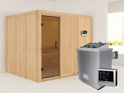 Systemsauna Gobin graphit Ganzglastür, inkl. 9 kW Saunaofen ext. Steuerung Produktbild #1