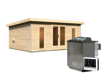 Saunahaus Mainburg 5 naturbelassen 38 mm inkl. Bio-Kombiofen 9 kW + ext. Steuerung Produktbild #7