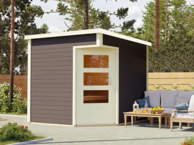 Saunahaus Pelle 38 mm terragrau inkl. Bio-Saunaofen 9 kW Produktbild #1