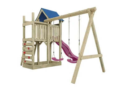 Spielturm Speedy KDI inkl. Doppelschaukel inkl. Rutsche pink + Sitze pink Produktbild #6