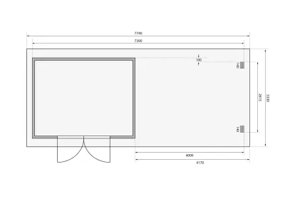 Gartenhaus Blockbohlenhaus SET Bastrup 7 28 mm naturbelassen, inkl. 4 m Anbaudach + Rückwand Produktbild #5