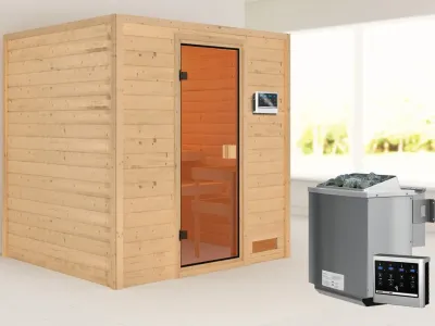 Sauna Adelina mit bronzierter Glastür + 9 kW Bio-Kombiofen ext. Strg. Produktbild #5