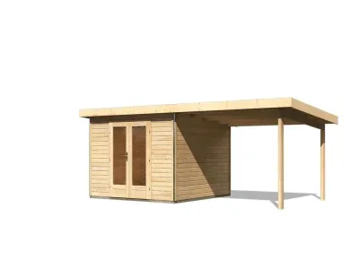Gartenhaus SET Radeburg 1 40 mm naturbelassen inkl. 3,3 m Anbaudach Produktbild #9