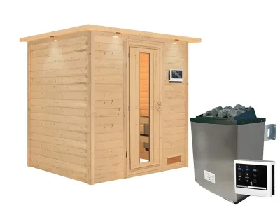 Sauna Massivholzsauna Anja mit Dachkranz, inkl. 9 kW Ofen mit externer Steuerung Produktbild #10