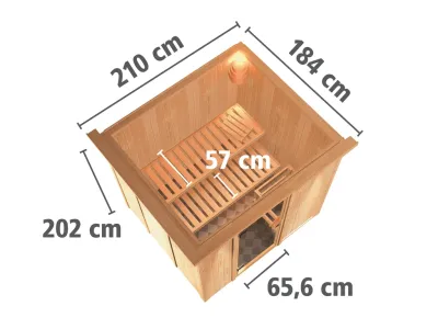 Systemsauna Sodin mit Dachkranz, Holztür mit Isolierglas Produktbild #3