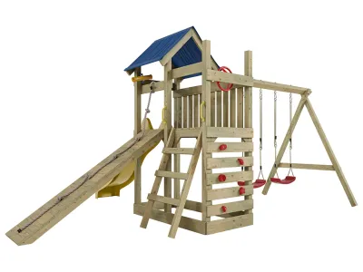 Spielturm Hefty KDI inkl. Doppelschaukel inkl. Rutsche gelb + Sitze rot Produktbild #4