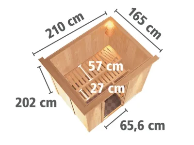 Sauna Systemsauna Bodin mit Dachkranz, inkl. 9 kW Bio-Ofen mit externer Steuerung Produktbild #6