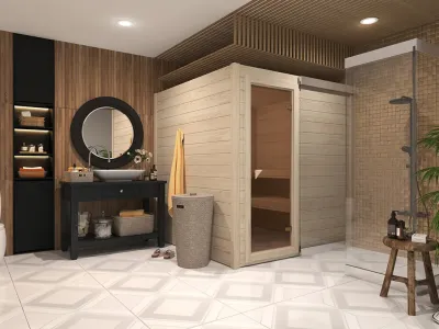 Sauna Massivholzsauna SPARSET Nauttia 1 inkl. 9 kW Ofen mit externer Steuerung  Produktbild #2