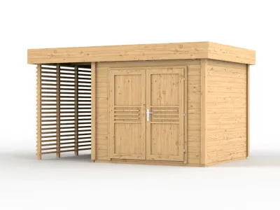 Gartenhaus Livo 2 28 mm naturbelassen mit 164 cm Anbau Produktbild #5