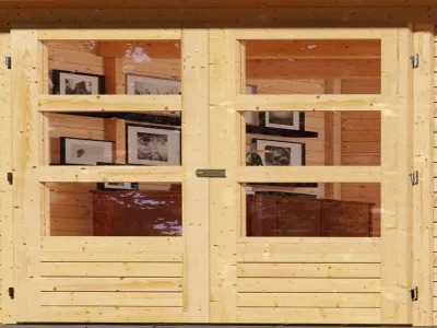 Gartenhaus SET Askola 5 19 mm naturbelassen, inkl. 2,8 m Anbaudach + Seiten- und Rückwand Produktbild #8