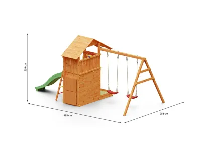 Spielturm Smart 7 teakfarben inkl. Rutsche grün Produktbild #5