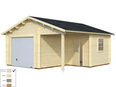 Garage Roger 21,9+5,2 m² mit Sektionaltor 44 mm naturbelassen Produktbild #2