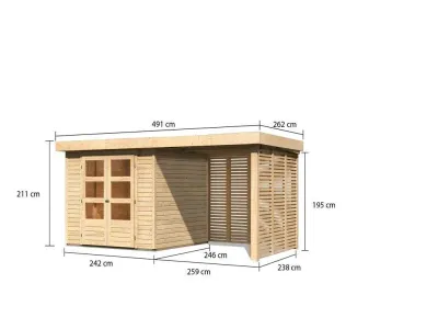 Gartenhaus SET Northeim 4 - Terragrau, inkl. 3,3 m Anbaudach Produktbild #5