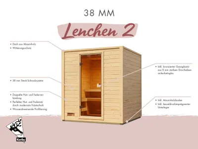 Gartensauna Lenchen 2 natur SPARSET mit 9 kW Ofen und ext. Steuerung Produktbild #4