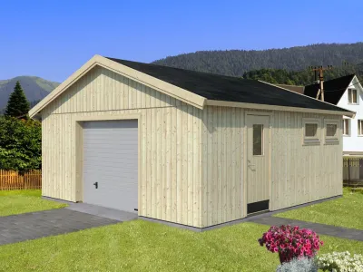 Garage Andre 28,5 m² mit Sektionaltor 18+95 mm naturbelassen Produktbild #1