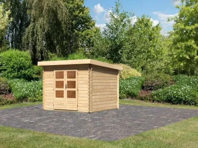 Gartenhaus Blockbohlenhaus Bastrup 5 28 mm naturbelassen Produktbild #1