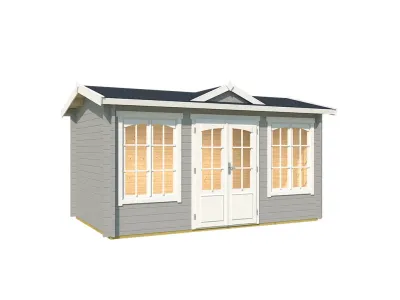 Gartenhaus Blockbohlenhaus Kensington 44 mm lichtgrau Produktbild #2