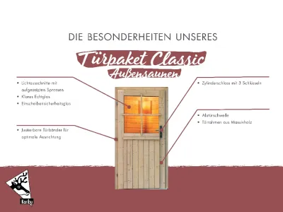 Türpaket Außensauna klassisch naturbelassen Produktbild #2