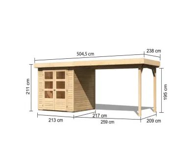 Gartenhaus SET Askola 2 19 mm naturbelassen, inkl. 2,8 m Anbaudach Produktbild #10