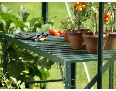 Gewächshaus Zubehör Aluminium-Tisch mit 2 Ebenen, dunkelgrün Produktbild #1