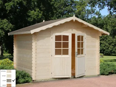 Gartenhaus Blockbohlenhaus Vivian 6,9 m² 28 mm grau tauchimprägniert Produktbild #1