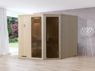Sauna Elementsauna Varberg 3 GTF graphit Ganzglastür und Fensterelement Produktbild #1