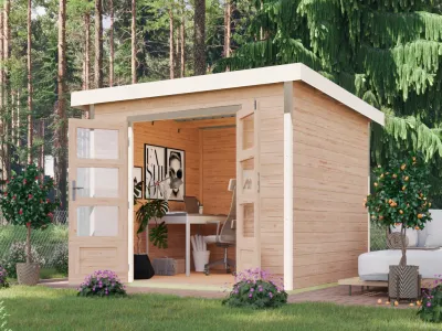 Hybrid-Gartenhaus Pluto A naturbelassen/weiß Produktbild #1