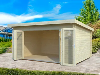 Gartenhaus Blockbohlenhaus Lea 14,2 m² 44 mm naturbelassen Produktbild #1
