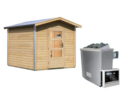 Saunahaus Bosse 1 mit Klarglastür & Vorraum, inkl. 9 kW Saunaofen mit externer Steuerung Produktbild #2
