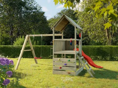 Spielturm Little Monkey KDI inkl. Rutsche rot Produktbild #2