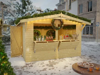 Marktstand - Verkaufsstand Stella 8,2 m² 16 mm naturbelassen inkl. Boden Produktbild #1