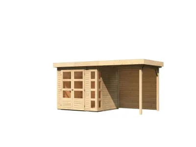 Gartenhaus SET Kerko 3 19 mm naturbelassen, inkl. 2,4 m Anbaudach + Rückwand Produktbild #4