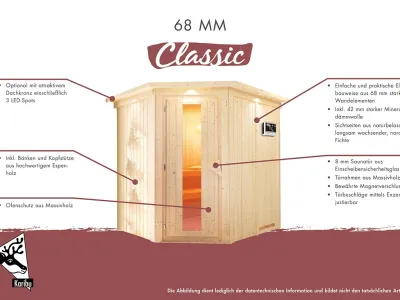Sauna Systemsauna Sodin mit Dachkranz, inkl. 9 kW Ofen mit externer Steuerung Produktbild #15