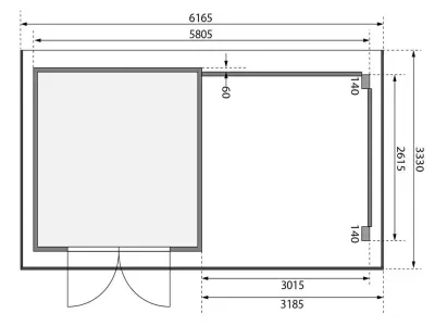 Gartenhaus Blockbohlenhaus SET Trittau 3 38 mm naturbelassen, inkl. 3 m Anbaudach + Seiten-/Rückwand Produktbild #3