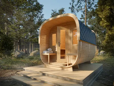 Saunafass Cube Gilby naturbelassen Fichte Produktbild #1
