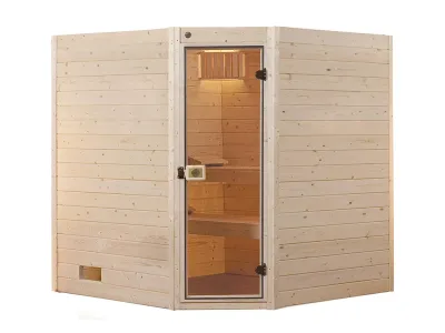 Sauna Massivholzsauna Valida 1.8 Eck mit Klarglastür Produktbild #2