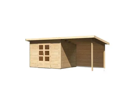 Gartenhaus SET Northeim 4 – mit naturbelassenem Holz, inkl. 3,3 m Anbaudach + Rückwand Produktbild #3