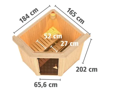 Sauna Systemsauna Taurin mit Dachkranz, inkl. 9 kW Ofen mit externer Steuerung Produktbild #11