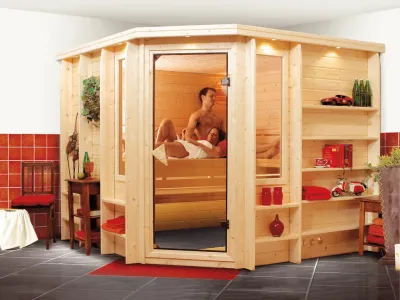 Sauna Massivholzsauna Marona 40 mm mit bronzierter Glastür Produktbild #2